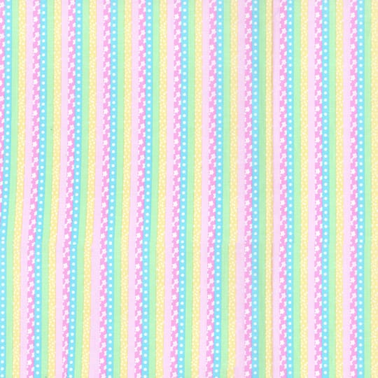 Fabric Traditions Pink Flower Stripe Cotton Fabric
